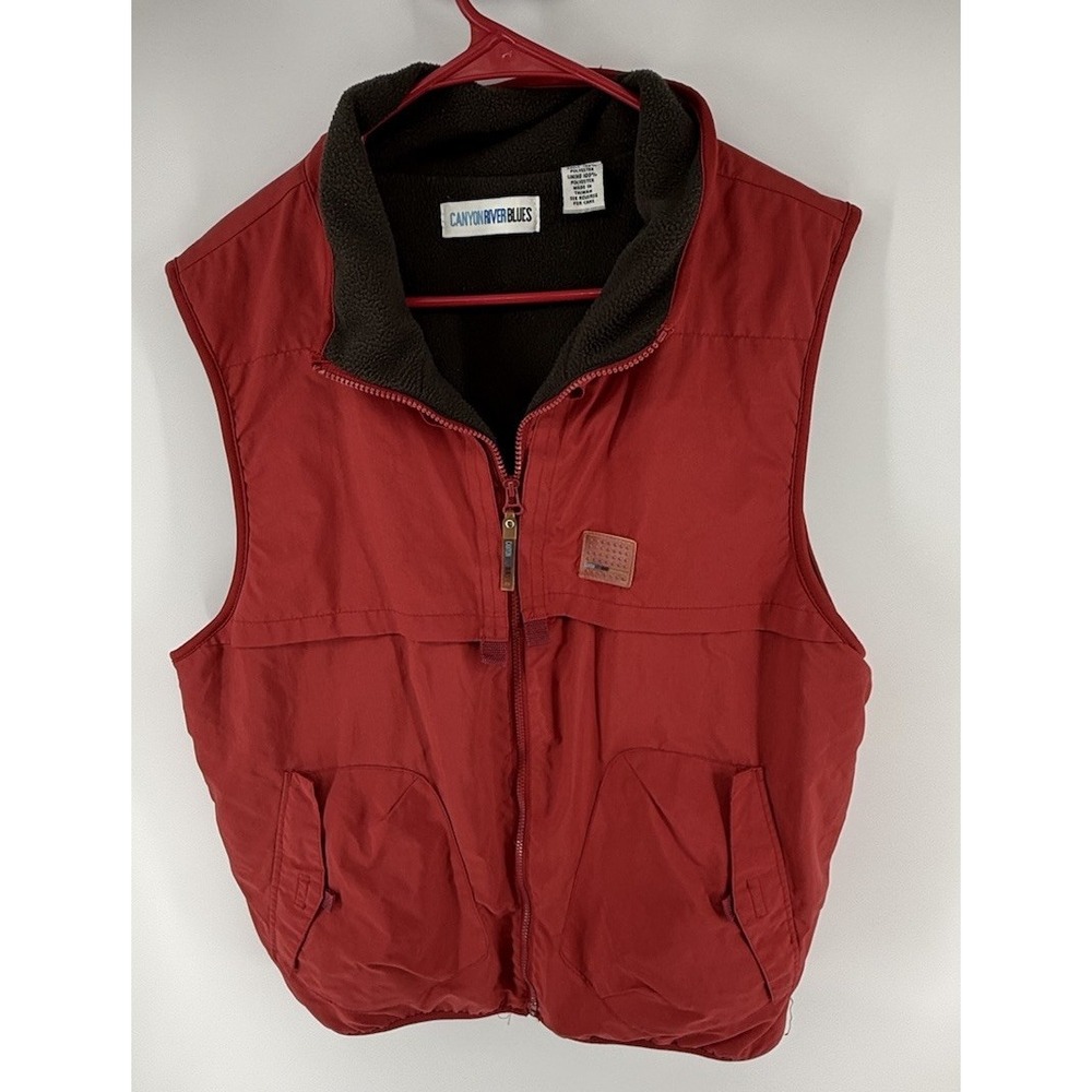 Canyon River Blues Red Fleece Lined Utility Vest Full Zip Outdoors Men Medium